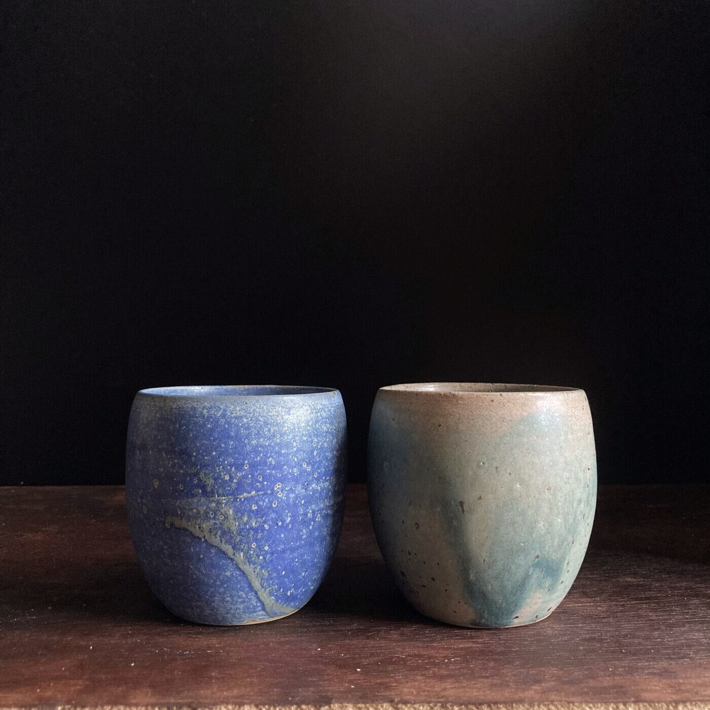 Two handmade stoneware cups, Philippine pottery by AWIS