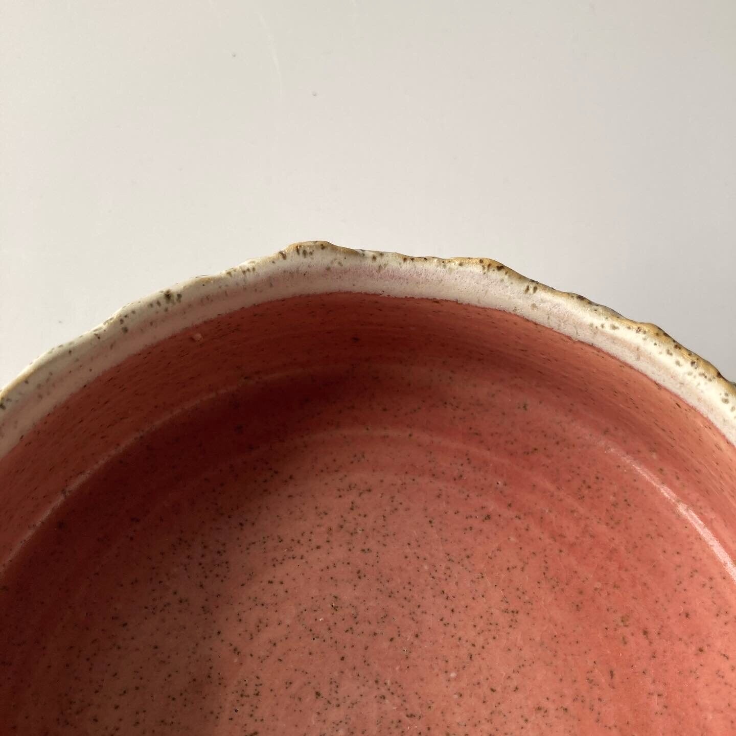 Bowl, coral, handmade Philippine stoneware by AWIS